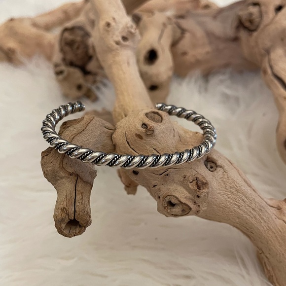 Navajo Artist Jewelry - Southwest Navajo Sterling Silver Braided Twisted Rope Cuff Bracelet